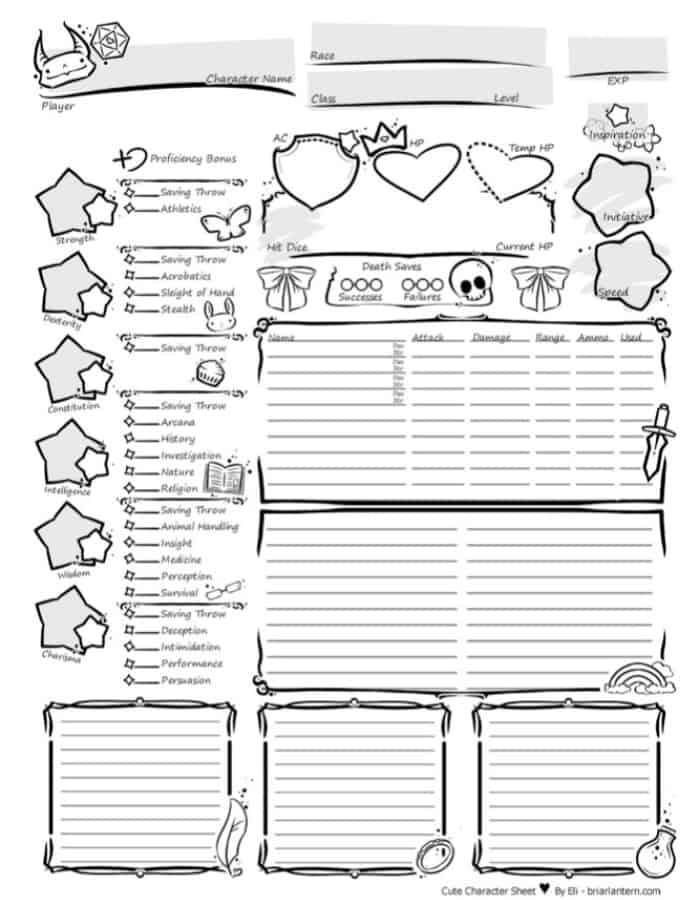 Briar Lantern Cute Character Sheets