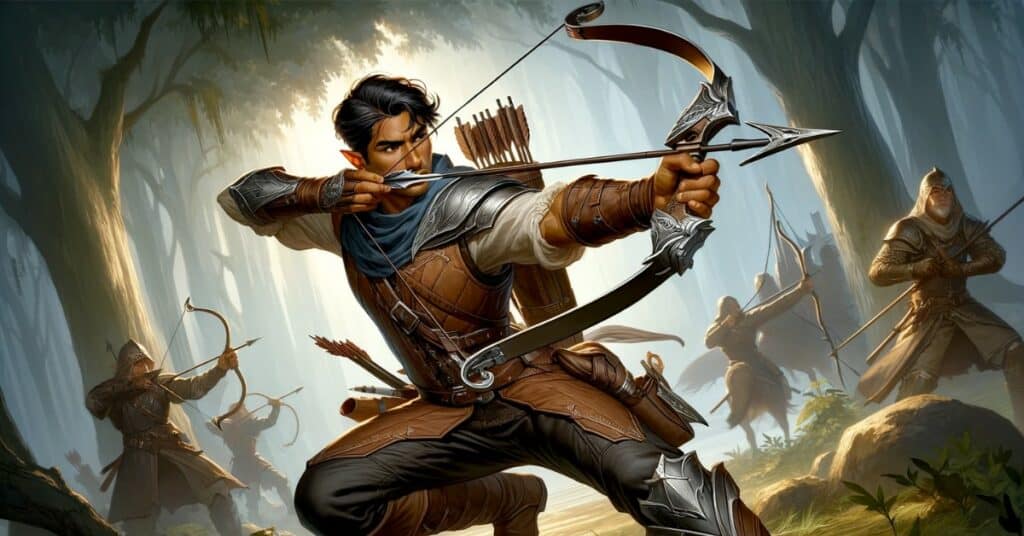 A skilled archer with a crossbow about to take a shot